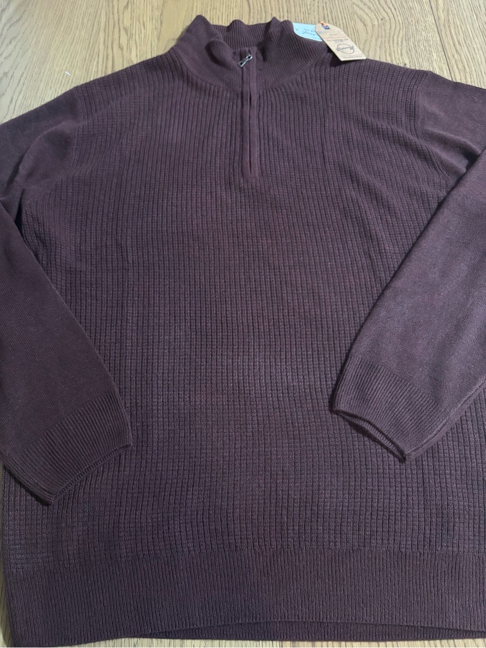 Weatherproof Men's Ribbed Half-Zip Sweater - Plum